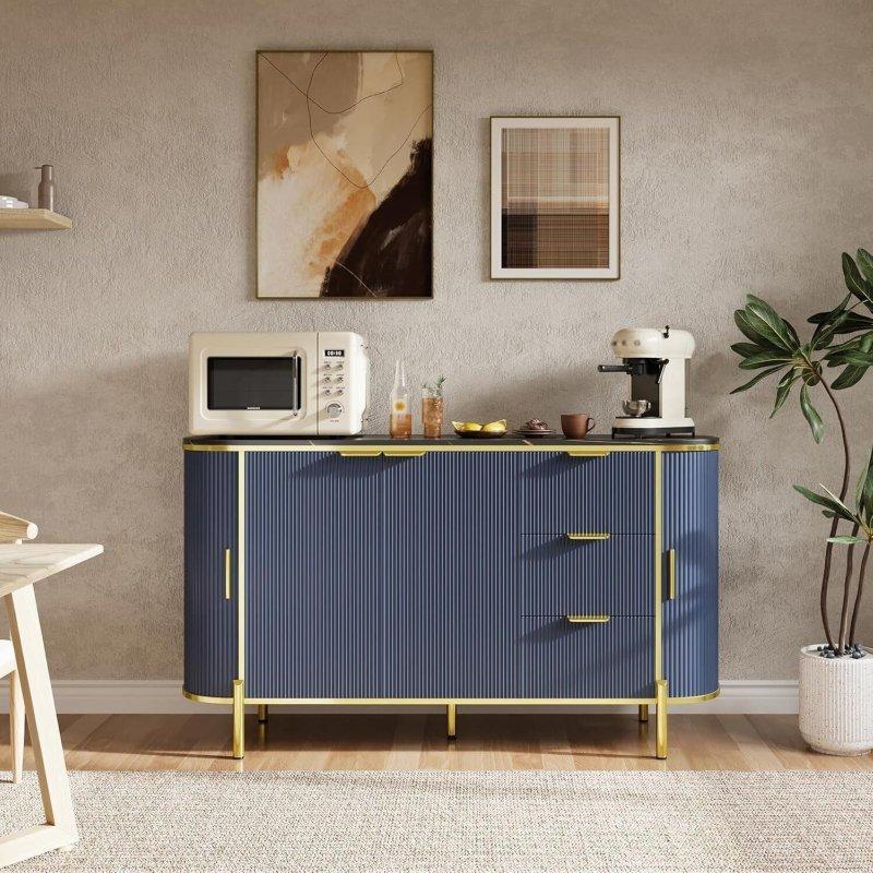Lacivert MDF Ayarlanabilir Raflı Dolaplı Kitaplık - 150 cm - 313665