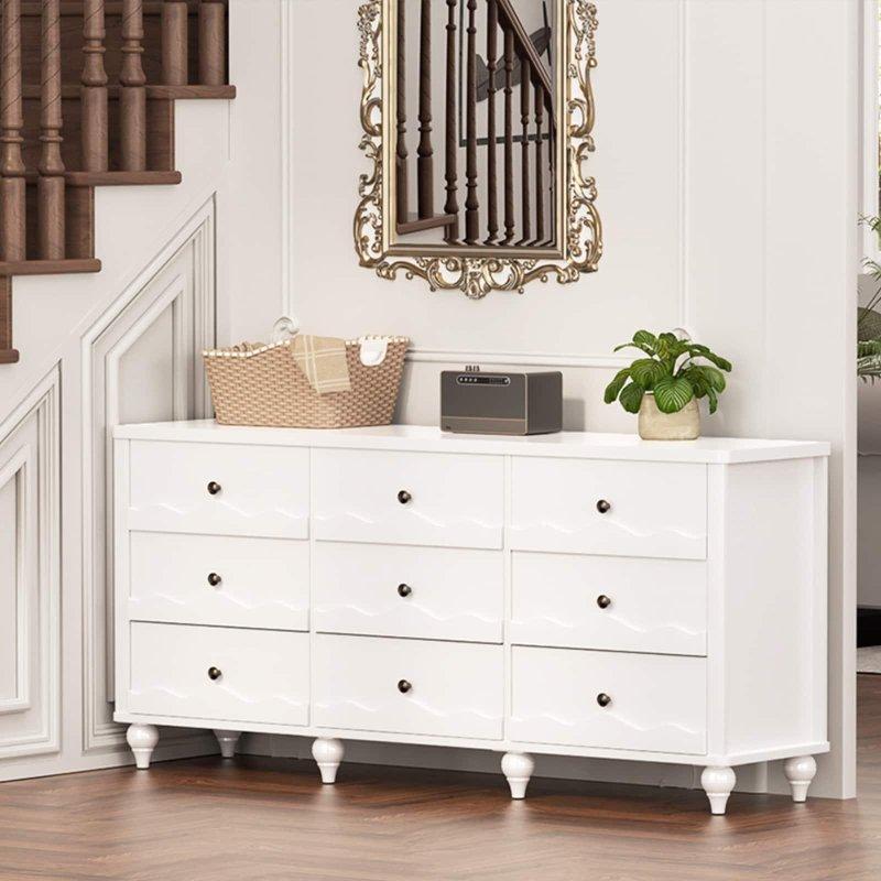 Laminat Dalgalı Tasarım 9 Çekmeceli Şifonyer - 161 cm - 302305