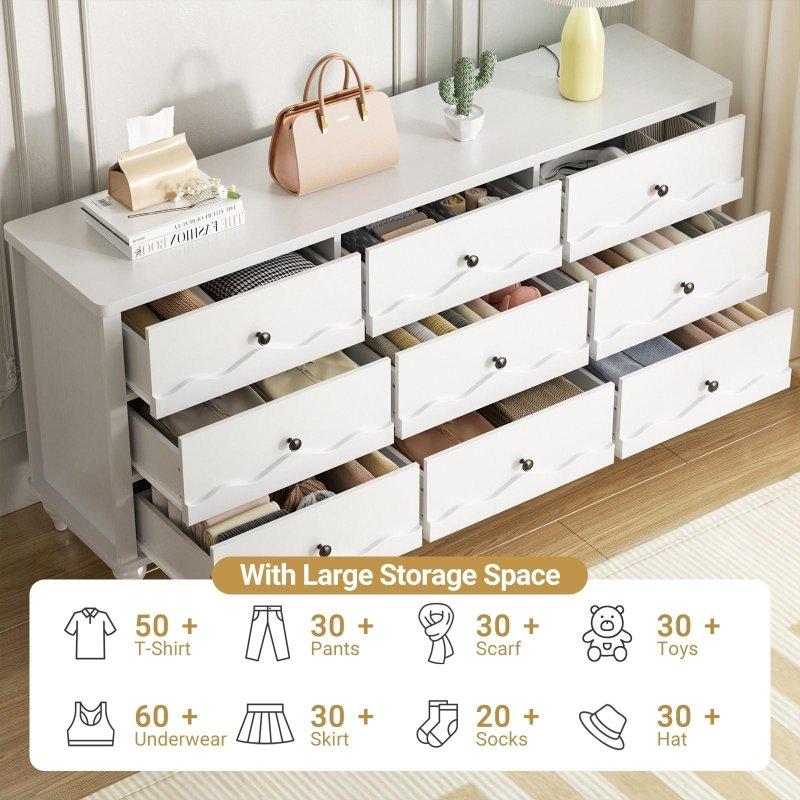 Laminat Dalgalı Tasarım 9 Çekmeceli Şifonyer - 161 cm - 302305