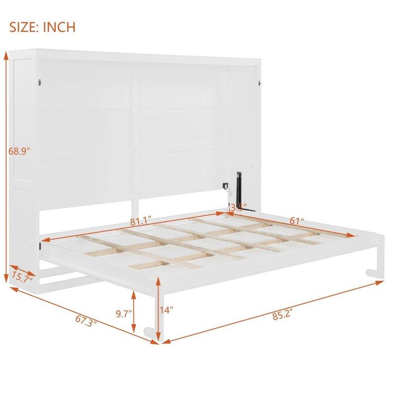 LED Aydınlatmalı Çift Pistonlu Mekanizmalı MDF Queen Boy Duvar Yatağı - 261634