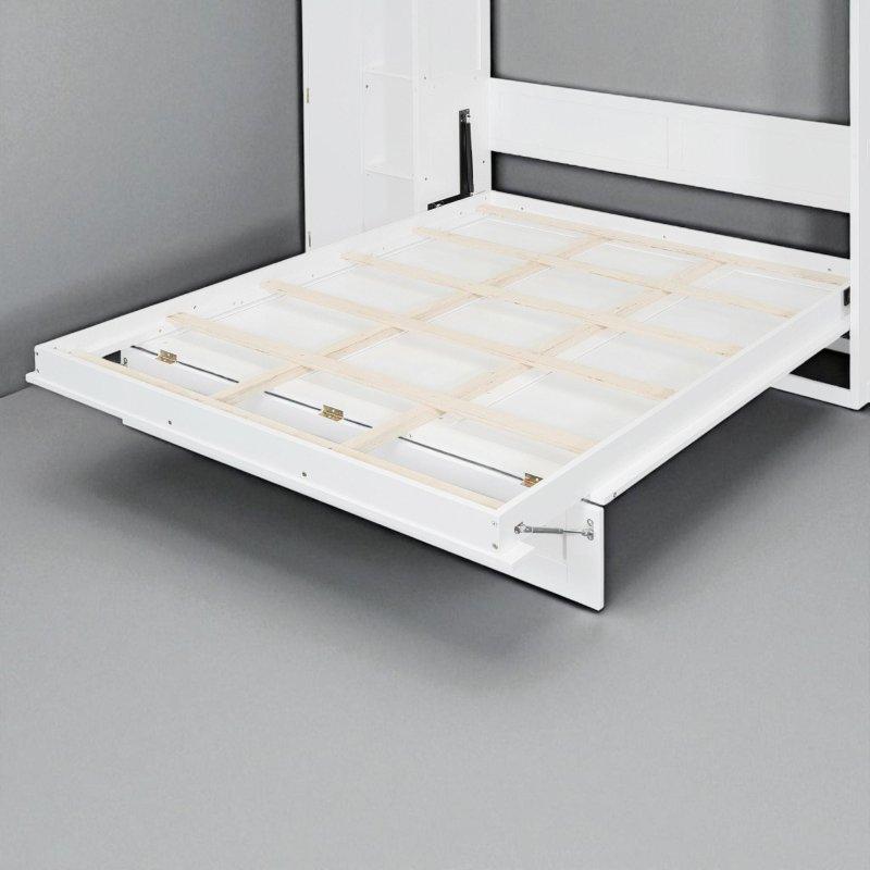 LED Aydınlatmalı Raflı ve Gardıroplu MDF Duvar Yatağı - 261649
