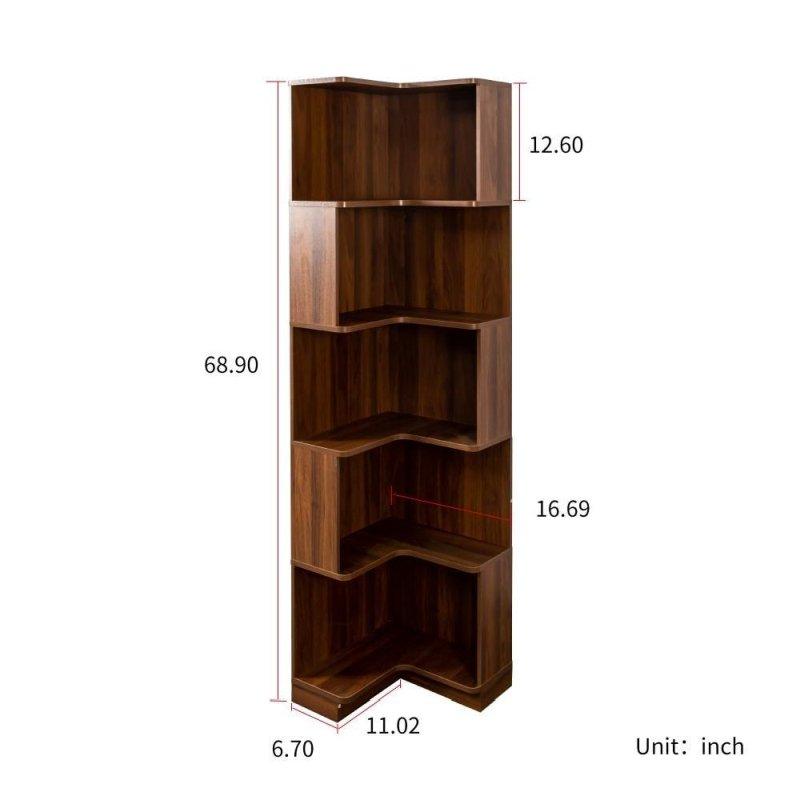 LED Işıklı 5 Raflı Köşe Tasarım Suntalam Kitaplık - 176 cm - 319227