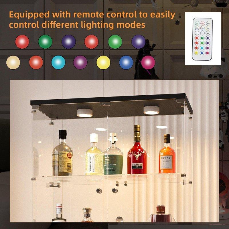 LED Işıklı Kilitli Kapaklı Temperli Cam Kitaplık - 79x35x165 cm - 316036