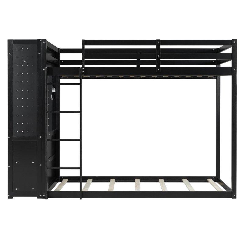 LED Işıklı Raflı 4 Çekmeceli ve Delikli Panolu Masif Çam Ranza - 250676