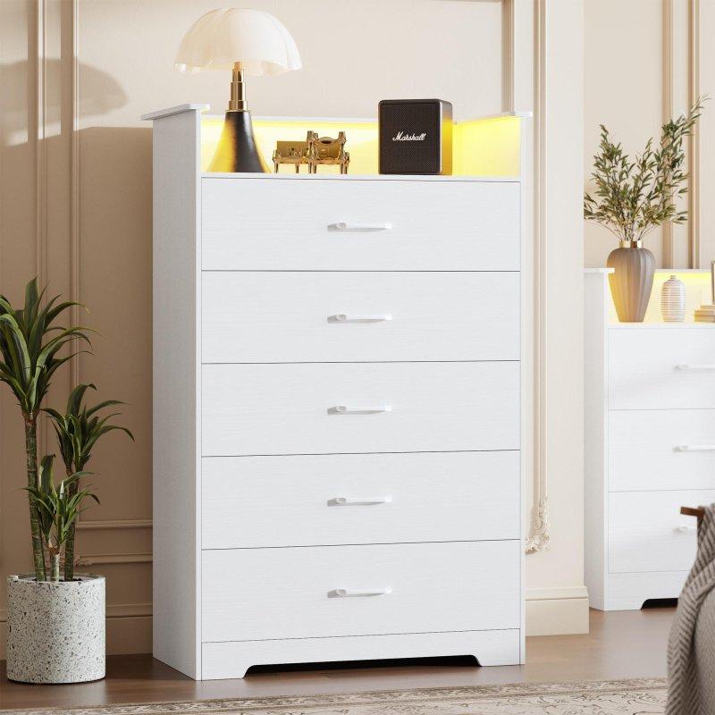 LED Işıklı ve Şarj İstasyonlu MDF Şifonyer - 120 cm - 301913