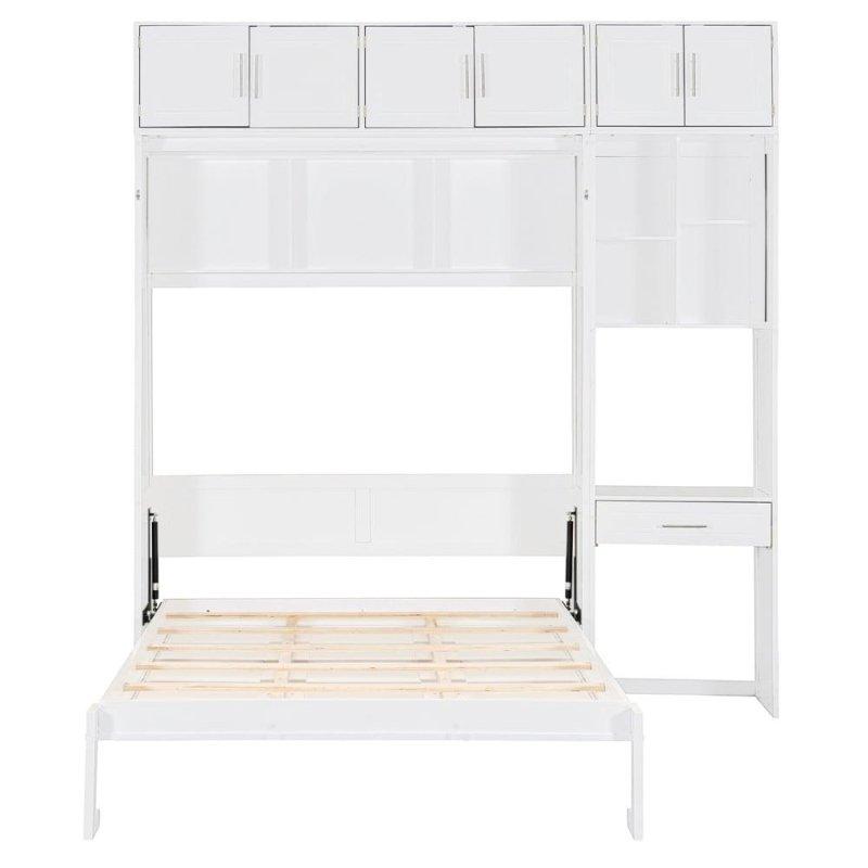 Masalı Raflı ve Üst Dolaplı MDF Duvar Yatağı - 262732