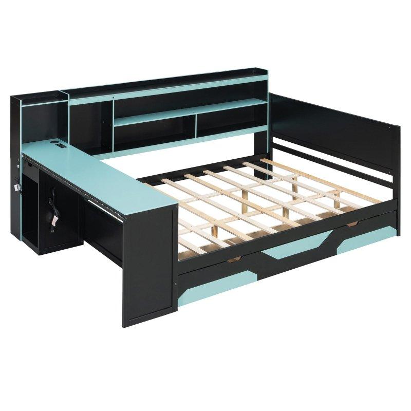 Masalı RGB Işıklı ve Şarj Üniteli Ahşap Oyuncu Daybed Karyola - 330384