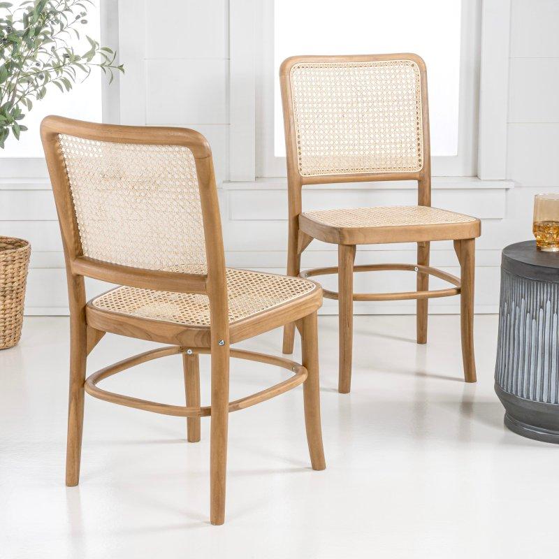 Masif Ahşap 2li Set Yüzyıl Ortası Modern Rattan Sandalye - 252747 Masif Ahşap 2li Set Yüzyıl Ortası Modern Rattan Sandalye - 252747