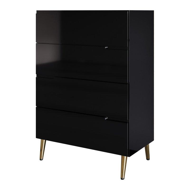 Masif Ahşap 4 Çekmeceli Gold Metal Ayaklı Şifonyer - 301312