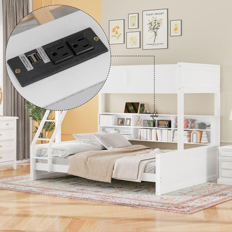 Masif Ahşap 6 Dolaplı USB Şarj İstasyonlu Merdivenli Ranza - 250769