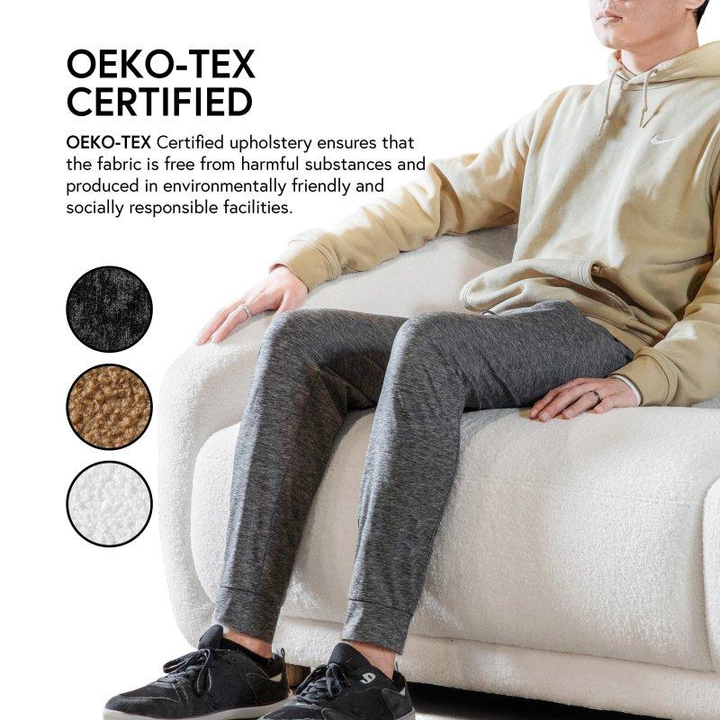 Masif Ahşap Ayaklı OEKO-TEX Sertifikalı Bukle Kumaş 3 Kişilik Bohem Koltuk - 223 cm - 277250