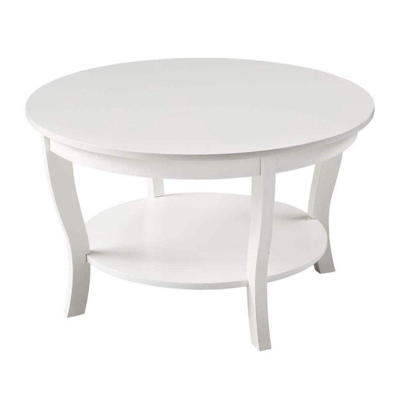 Masif Ahşap Ayaklı Raflı MDF Yuvarlak Orta Sehpa - 77 cm - 242952