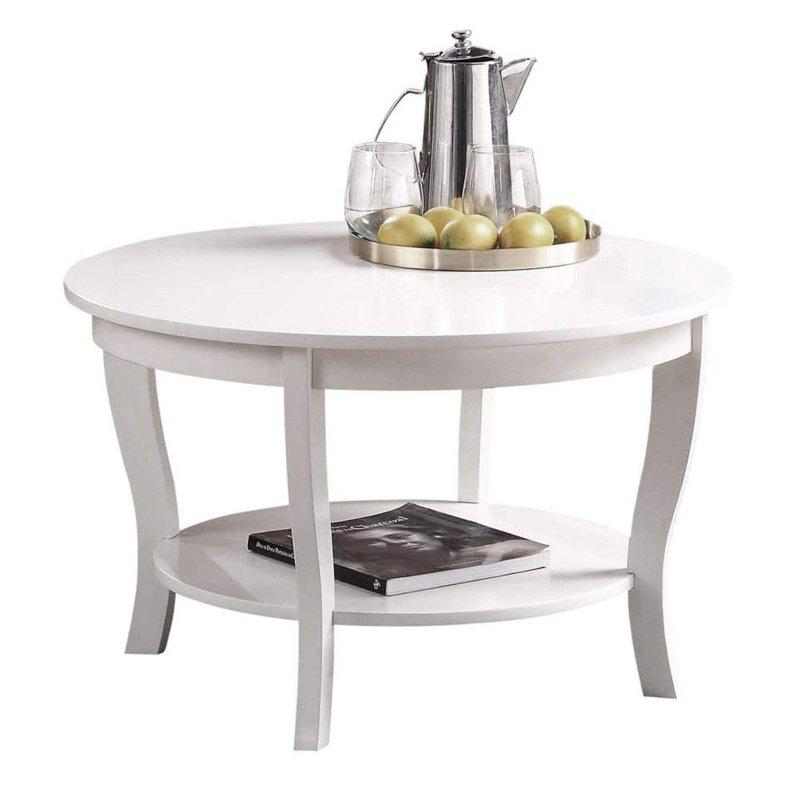 Masif Ahşap Ayaklı Raflı MDF Yuvarlak Orta Sehpa - 77 cm - 242952