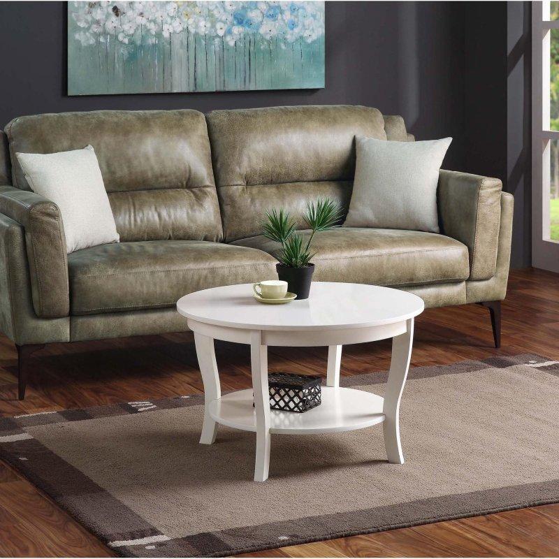 Masif Ahşap Ayaklı Raflı MDF Yuvarlak Orta Sehpa - 77 cm - 242952