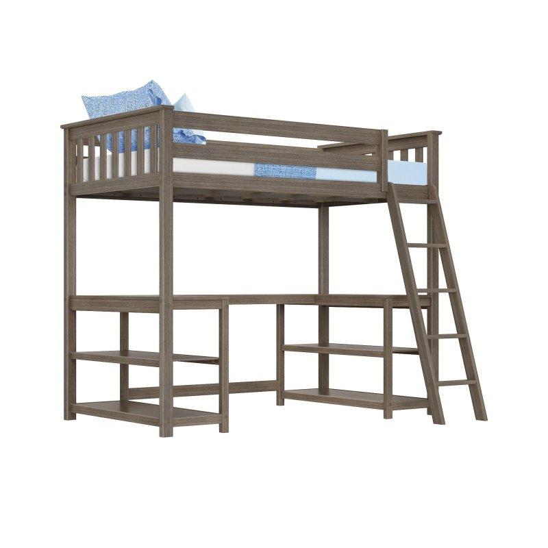 Masif Ahşap Çalışma Masalı ve Kitaplıklı Altı Boş Ranza - Tek Kişilik - 249571