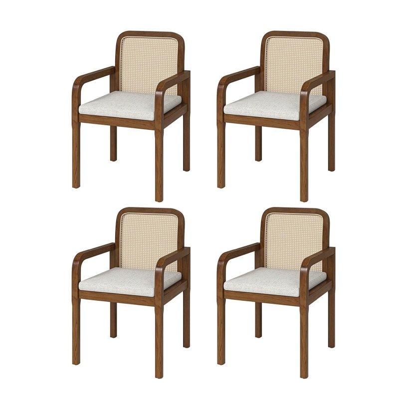Masif Ahşap Çıkarılabilir Minderli Rattan Sandalye - 252519