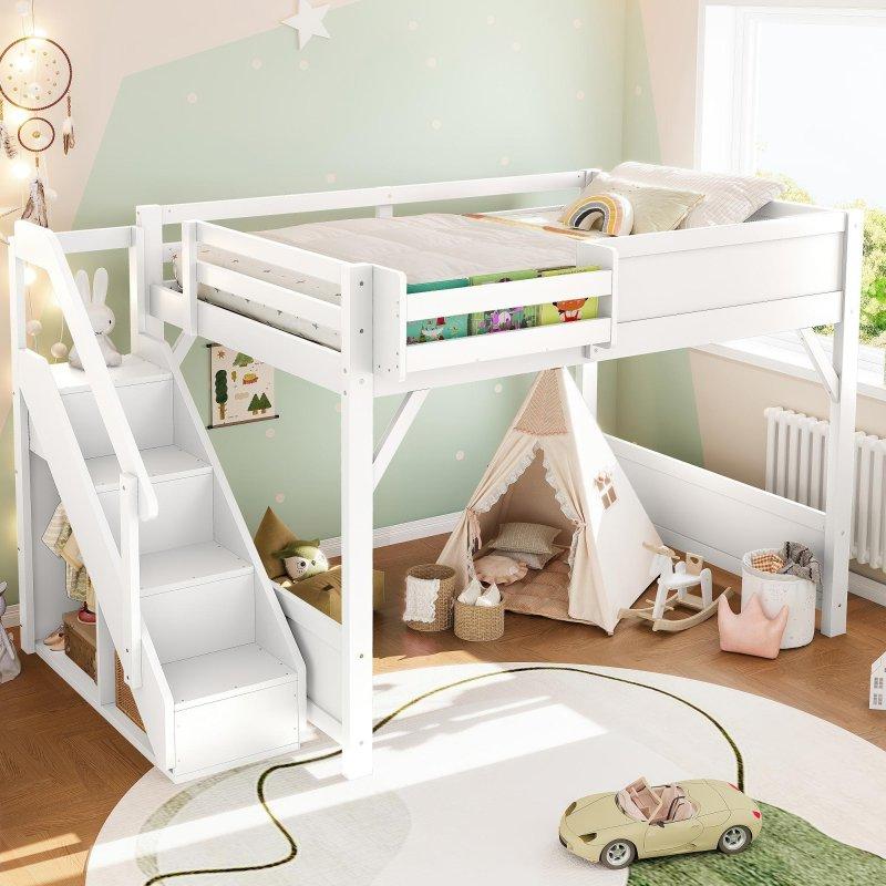 Masif Ahşap Dolaplı ve Merdivenli Altı Boş Ranza - 249759