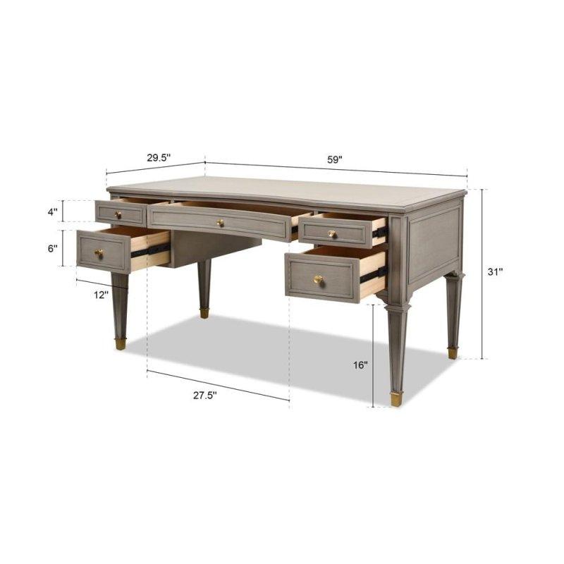 Masif Ahşap Gold Detaylı 5 Çekmeceli Yönetici Ofis Masası - 150 cm - 327550