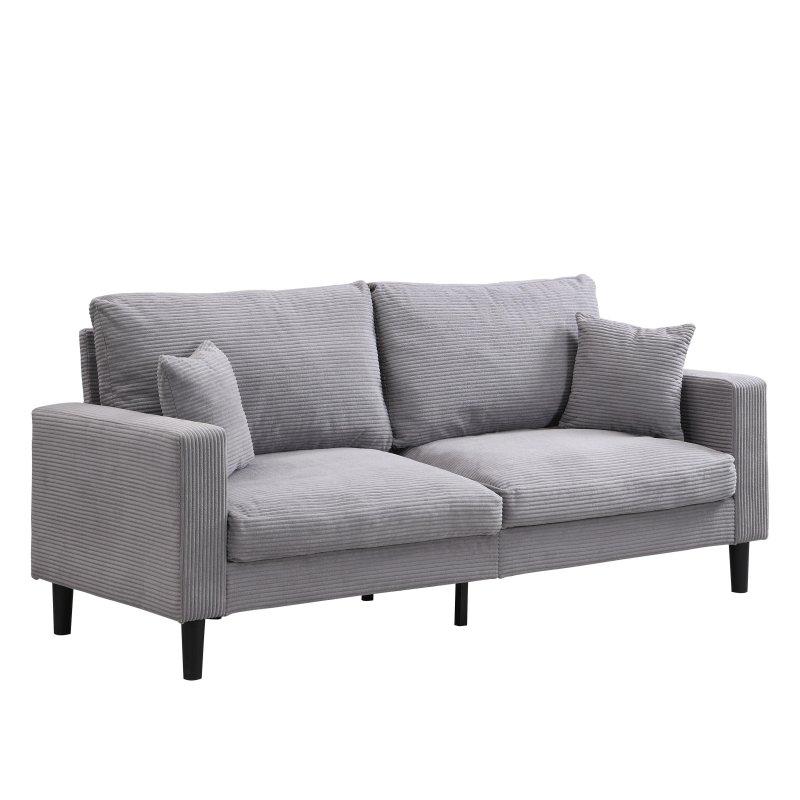 Masif Ahşap İskeletli 3 Kişilik Derin Oturum Kadife Bohem Koltuk - 188 cm - 283498