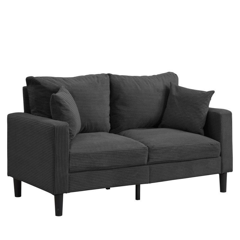 Masif Ahşap İskeletli Fitilli Kumaş Kompakt 2 Kişilik Bohem Koltuk - 145 cm - 289525