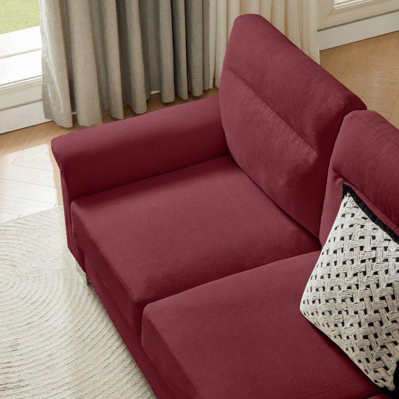 Masif Ahşap İskeletli Kadife Kumaş Zımba Detaylı 3 Kişilik Bohem Koltuk - 209 cm - 288991