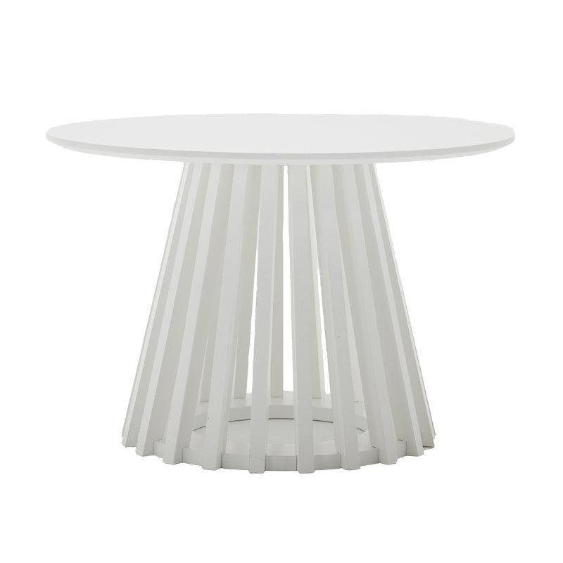 Masif Ahşap Kaide Ayaklı Çit Tasarımlı Yuvarlak Orta Sehpa - 61 cm - 245426