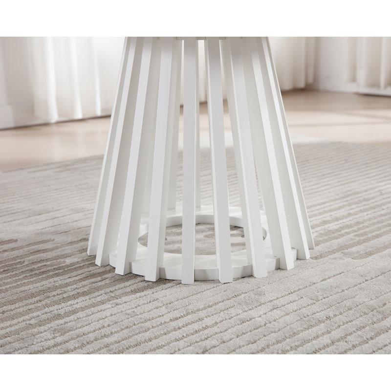 Masif Ahşap Kaide Ayaklı Çit Tasarımlı Yuvarlak Orta Sehpa - 61 cm - 245426