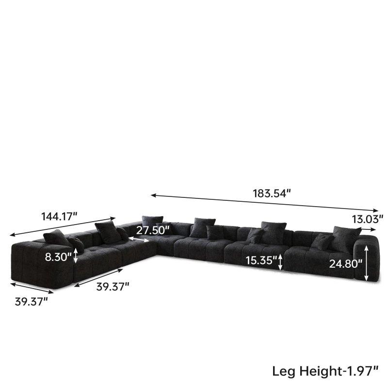 Masif Ahşap Modüler Yönü Değiştirilebilir Keten Köşe Koltuk - 465 cm - 254853