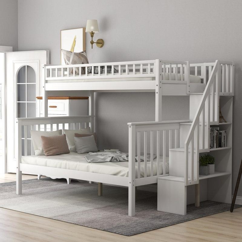 Masif Ahşap ve MDF Ayrılabilen Merdivenli ve Raflı Ranza - 247733