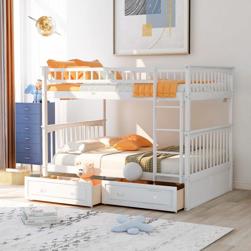 Masif Ahşap ve MDF Çekmeceli Ayrılabilen Ranza - 250798
