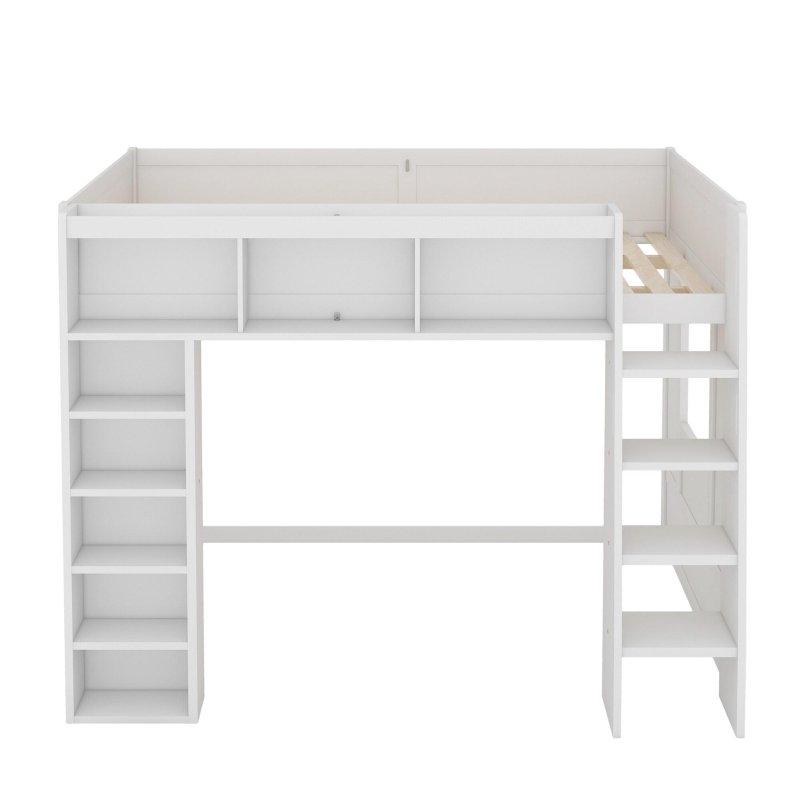 Masif Ahşap ve MDF Dolaplı Raflı Altı Boş Ranza - 249683