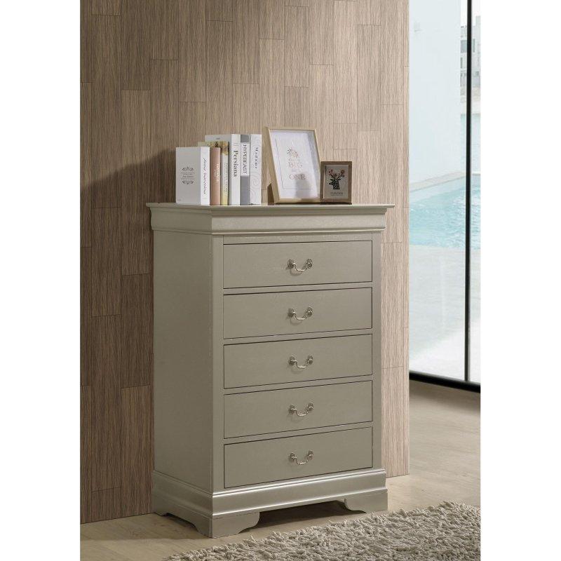 Masif Ahşap ve MDF Geleneksel Tasarım 5 Çekmeceli Şifonyer - 122x84x46 cm - 295002