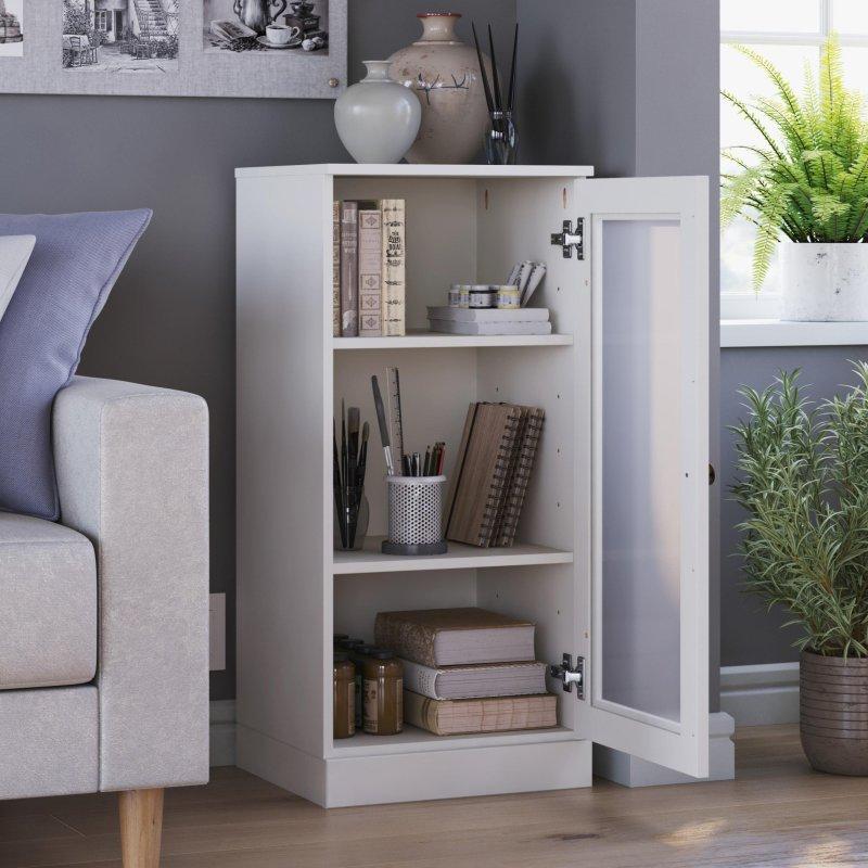 Masif Çam Ağacı Ayarlanabilir Raflı Cam Kapaklı Kitaplık - 42x91x40 cm - 239056