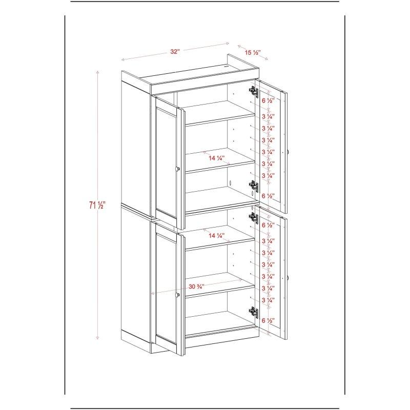 Masif Çam Ağacı Ayarlanabilir Raflı Yüksek Çok Amaçlı Banyo Dolabı - 82x182x40 cm - 334522