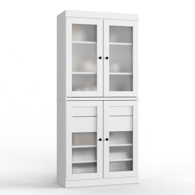 Masif Çam Ağacı Buzlu Cam Kapaklı 2 Çekmeceli Çok Amaçlı Banyo Dolabı - 82x91 cm - 334289