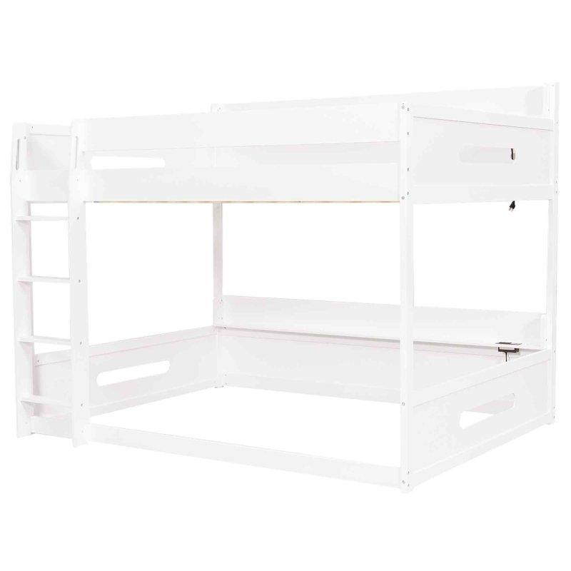 Masif Çam Ağacı ve MDF Raflı ve USB Portlu Queen Boy Ranza - 166 cm - 251215