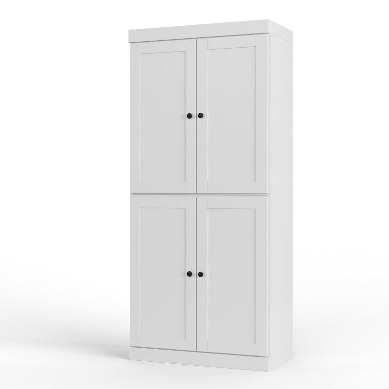 Masif Çam Ahşap 2 Çekmeceli Ayarlanabilir Raflı Shaker Kapaklı Çok Amaçlı Banyo Dolabı - 82x182 cm - 334350