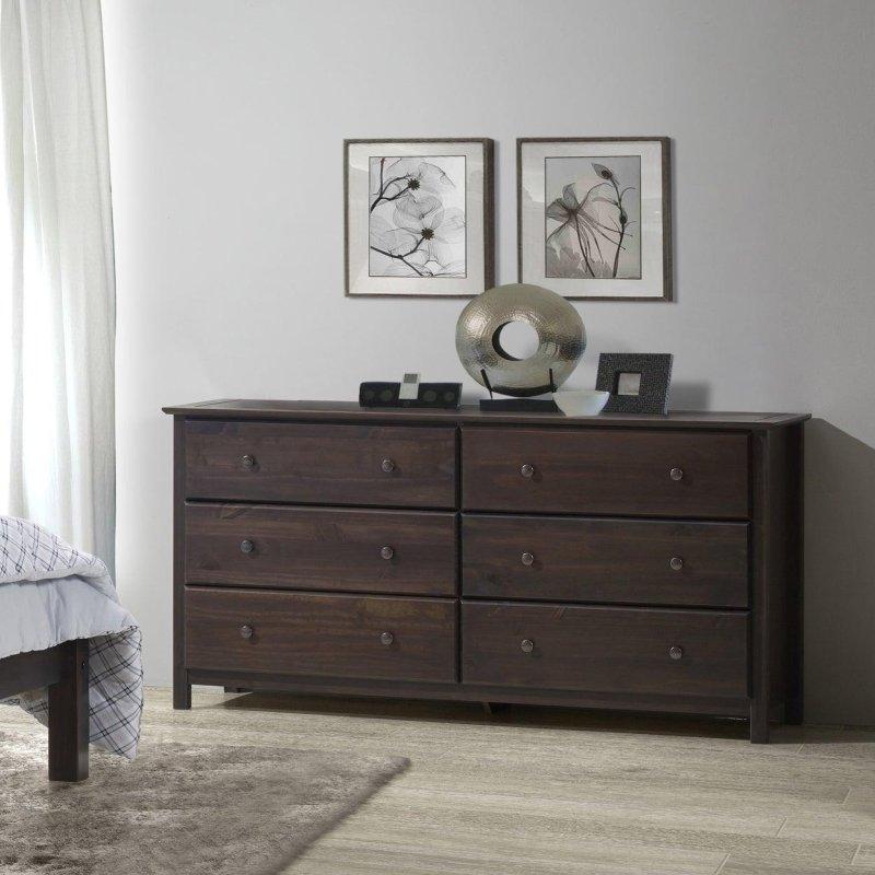 Masif Çam Ahşap 6 Çekmeceli Yatay Şifonyer - 162 cm - 294743