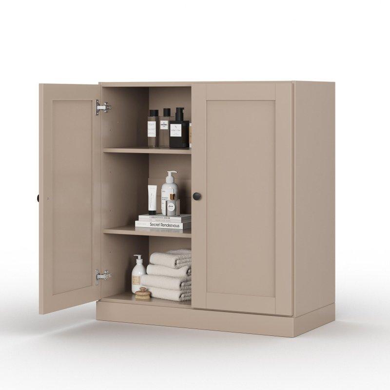 Masif Çam Ahşap Ayarlanabilir Raflı Çok Amaçlı Banyo Dolabı - 82x91 cm - 334479