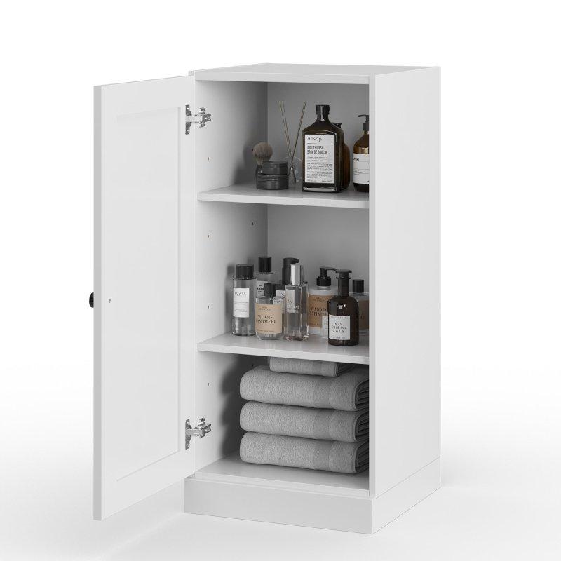 Masif Çam Ahşap Ayarlanabilir Raflı Shaker Kapaklı Çok Amaçlı Banyo Dolabı - 42x91 cm - 334252