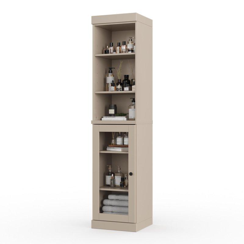 Masif Çam Ahşap Cam Kapaklı Çok Amaçlı Banyo Dolabı - 42x182 cm - 334464
