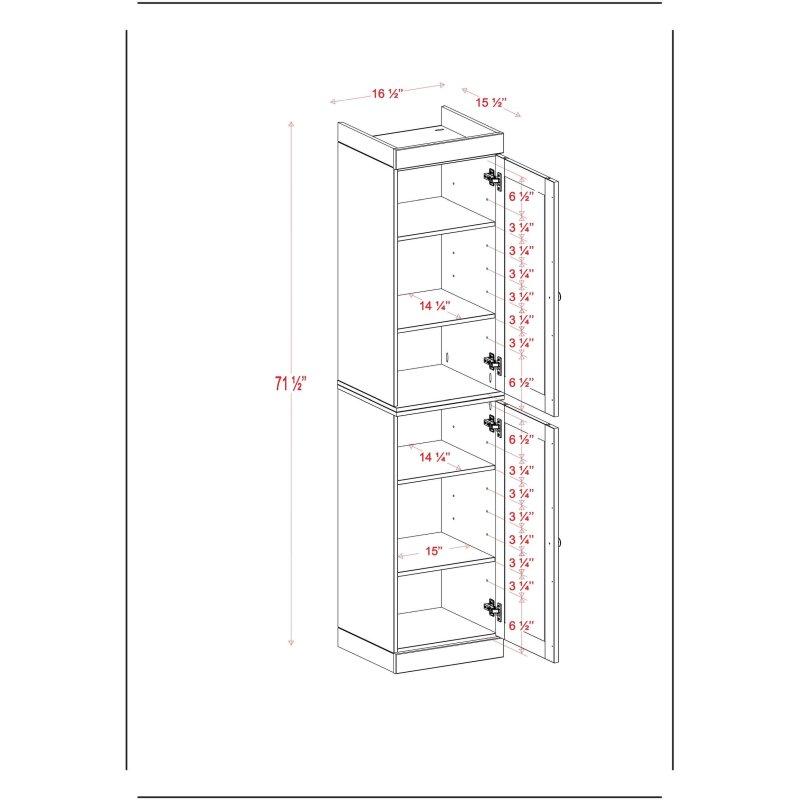 Masif Çam Ahşap Dar Uzun Yükseltilmiş Panel Kapaklı Çok Amaçlı Banyo Dolabı - 42x182 cm - 334427