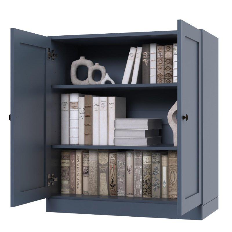 Masif Çam Ahşap Shaker Kapaklı Ayarlanabilir Raflı Kitaplık - 82x91x40 cm - 320639