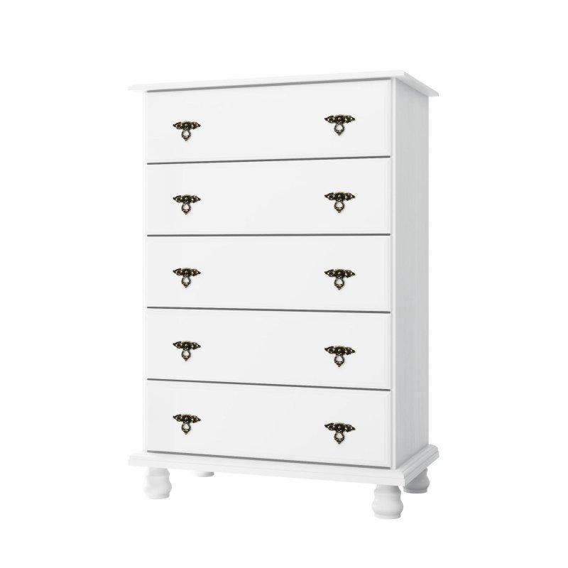 Masif Çam Ahşap Tornalı Ayaklı 5 Çekmeceli Şifonyer - 81x119x44 cm - 305384