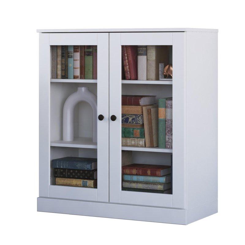 Masif Çam Ayarlanabilir Raflı Cam Kapaklı Kitaplık - 82x91x40 cm - 239545