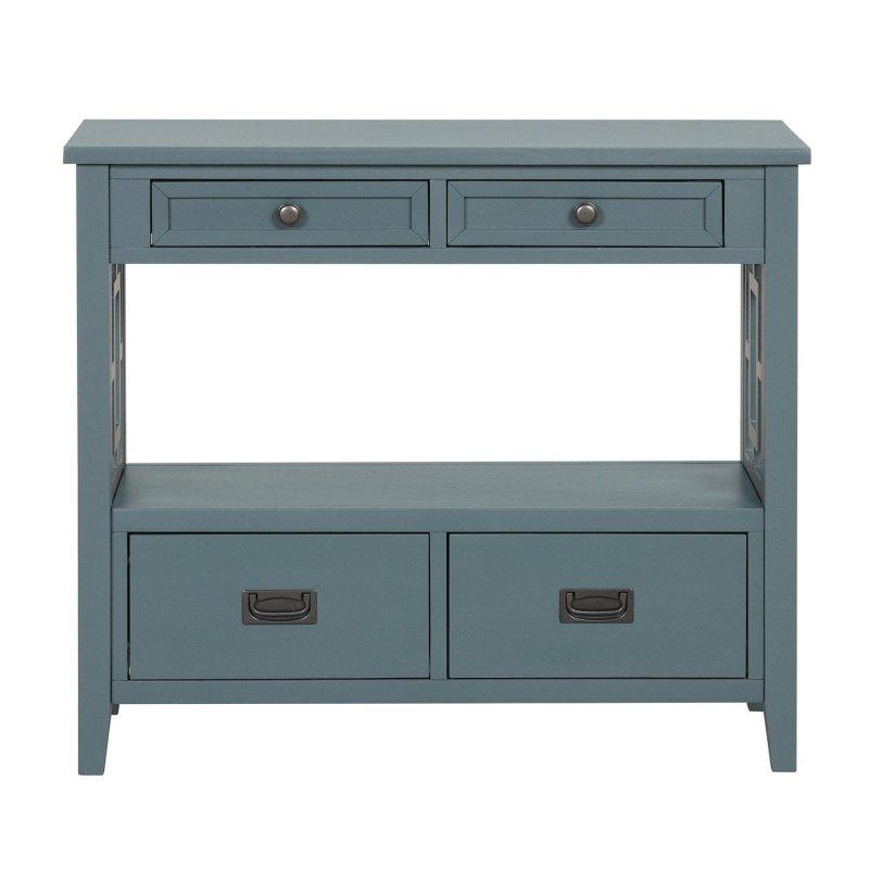 Masif Çam ve MDF 4 Çekmeceli Raflı Vintage Dresuar - 92 cm - 333147