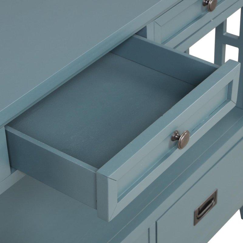 Masif Çam ve MDF 4 Çekmeceli Raflı Vintage Dresuar - 92 cm - 333147