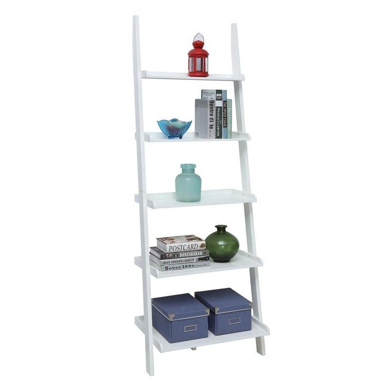 Masif Çam ve MDF 5 Raflı Merdiven Tipi Kitaplık - 64x41x185 cm - 320650