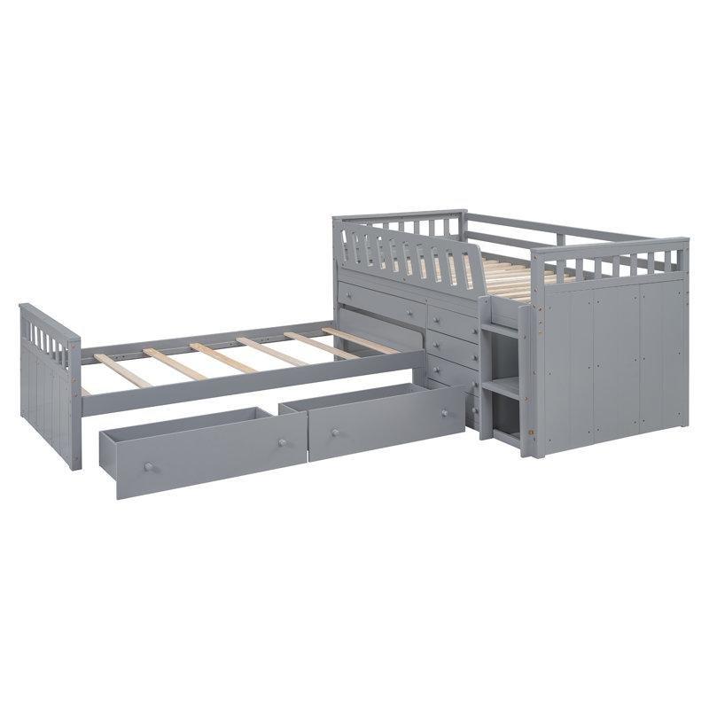 Masif Çam ve MDF 7 Çekmeceli L Tipi Alçak Ranza - 248527