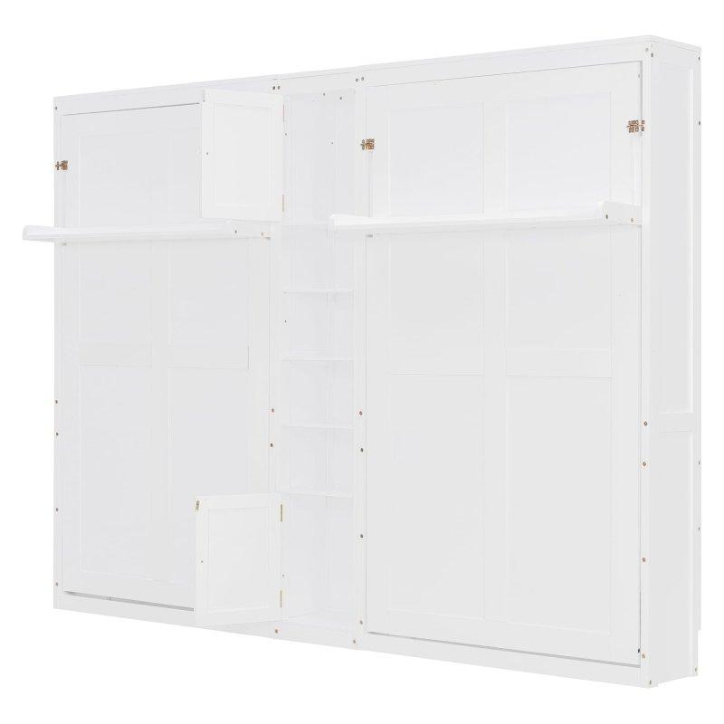 Masif Çam ve MDF İkili Tek Kişilik Dahili Dolaplı ve Raflı Duvar Yatağı - 278x203x212 cm - 261759